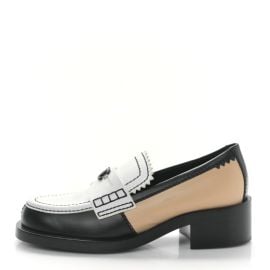 CHANEL Calfskin CC Loafers 365 Black White Beige 1437450 FASHIONPHILE at Fashionphile