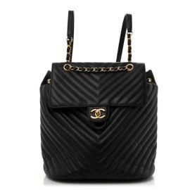 CHANEL Calfskin Chevron Quilted Large Urban Spirit Backpack Black 1668696 FASHIONPHILE at Fashionphile