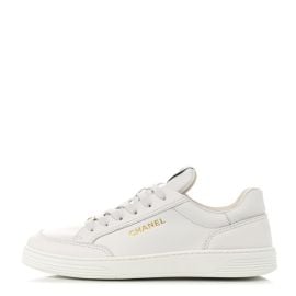 CHANEL Calfskin Womens CC Logo Sneakers 40 White 1260815 FASHIONPHILE at Fashionphile