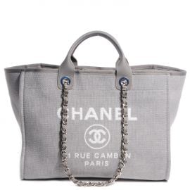 CHANEL Canvas Deauville Large Tote Grey 85485 FASHIONPHILE at Fashionphile