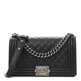 CHANEL Caviar Quilted Medium Boy Flap Black 1077521 FASHIONPHILE at Fashionphile