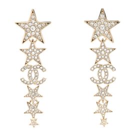 CHANEL Crystal CC Star Long Drop Earrings Gold 1465717 FASHIONPHILE at Fashionphile