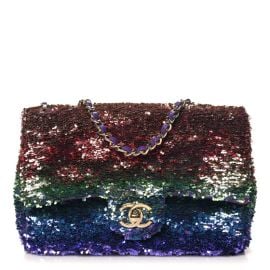 CHANEL Gradient Sequin Mini Rectangular Flap Purple Multicolor 1515025 FASHIONPHILE at Fashionphile