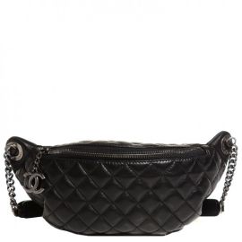 CHANEL Lambskin Quilted Banane Waist Bag Fanny Pack Black 100926 FASHIONPHILE at Fashionphile