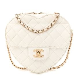 CHANEL Lambskin Quilted CC In Love Heart Bag White 1327288 FASHIONPHILE at Fashionphile