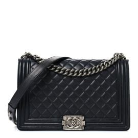 CHANEL Lambskin Quilted New Medium Boy Flap Black 1699902 FASHIONPHILE at Fashionphile