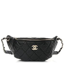 CHANEL Lambskin Quilted Waist Bag Fanny Pack Black 1491027 FASHIONPHILE at Fashionphile