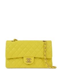 CHANEL Pre-Owned 2000 Medium Classic Double Flap Shoulder Bag Yellow at Farfetch