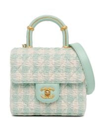 CHANEL Pre-Owned 2021-2023 Quilted Tweed Crush Satchel Bag Blue at Farfetch