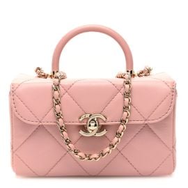 CHANEL Shiny Calfskin Quilted CC Handle Vanity Flap Bag Pink 1644343 FASHIONPHILE at Fashionphile