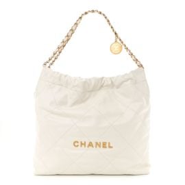 CHANEL Shiny Calfskin Quilted Chanel 22 White 1662924 FASHIONPHILE at Fashionphile