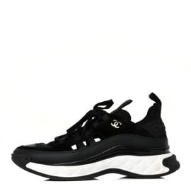 CHANEL Velvet Calfskin Mixed Fibers CC Sneakers 405 Black 952768 FASHIONPHILE at Fashionphile