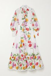 CHARO RUIZ Begonia lace-trimmed tiered floral-print cotton-blend voile shirt dress NET-A-PORTER at Net a Porter