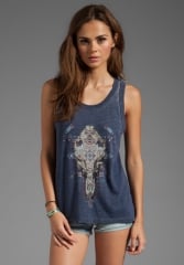 CHASER Skull Mask Triblend Deep Armhole Tank in Passport at Revolve