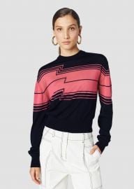 CHEVRON STRIPE SILK WOOL SWEATER at Derek Lam