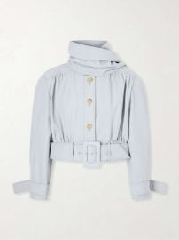 CHLOÉ Belted scarf-detailed gathered linen and cotton-blend jacket at Net a Porter