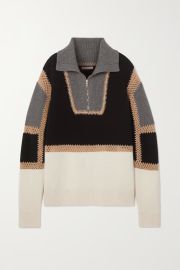 CHLO Paneled wool and cashmere-blend sweater NET-A-PORTER at Net a Porter