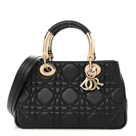 CHRISTIAN DIOR Calfskin Cannage Medium The Lady 9522 Black 1406853 FASHIONPHILE at Fashionphile