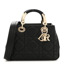 CHRISTIAN DIOR Calfskin Cannage Small The Lady 9522 Black 1503267 FASHIONPHILE at Fashionphile