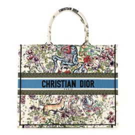 CHRISTIAN DIOR Canvas Embroidered Large D-Constellation Book Tote Latte Multicolor 1328972 FASHIONPHILE at Fashionphile