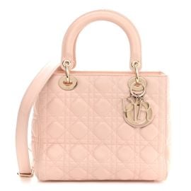 CHRISTIAN DIOR Lambskin Cannage Medium Lady Dior Light Pink 1219124 FASHIONPHILE at Fashionphile