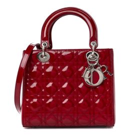 CHRISTIAN DIOR Patent Cannage Medium Lady Dior Burgundy Red 1444373 FASHIONPHILE at Fashionphile