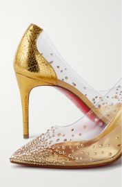 CHRISTIAN LOUBOUTIN Degrastrass 85 crystal-embellished PVC and metallic leather pumps NET-A-PORTER at Net a Porter