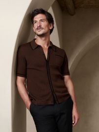 CHRISTOPHE COTTON-SILK SWEATER POLO at Banana Republic