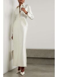 CHRISTOPHER JOHN ROGERS Button-embellished lace-up satin maxi dress NET-A-PORTER at Net a Porter