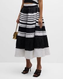 CHRISTOPHER JOHN ROGERS Crushed Ruffle Circle Maxi Skirt at Neiman Marcus