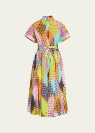 CHRISTOPHER JOHN ROGERS Halftone Harlequin Smart Shirtdress with Belt - at Bergdorf Goodman