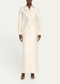 CHRISTOPHER JOHN ROGERS Sailor Back Lace-Up Shirtdress - at Bergdorf Goodman