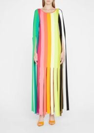 CHRISTOPHER JOHN ROGERS Striped Fringe-Trim Column Dress - at Bergdorf Goodman