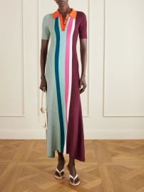 CHRISTOPHER JOHN ROGERS Striped crochet-knit jersey maxi dress at Net a Porter