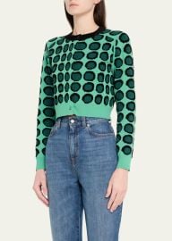 CHRISTOPHER JOHN ROGERS Wiggle Dot Jacquard Cropped Knit Cardigan - at Bergdorf Goodman