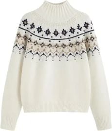 CIDER Women's Fair Isle Wool Blend Sweater Long Sleeve Pullover at Amazon