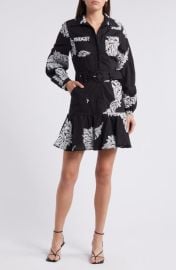 CIEBON Ina Embroidered Long Sleeve Cotton Shirtdress at Nordstrom