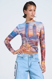 CITY LIGHTS MESH LONG SLEEVE TOP AKIRA at Akira