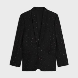 CLASSIC JACKET IN RHINESTONE MOHAIR - NOIRCARBONNERUBIS CELINE at Celine