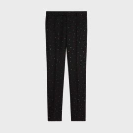 CLASSIC PANTS IN RHINESTONE MOHAIR - NOIRCARBONNERUBIS CELINE at Celine