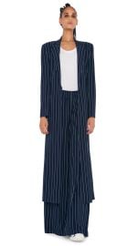 CLASSIC SINGLE BREASTED COAT True Navy Pinstripe Norma Kamali at Norma Kamali