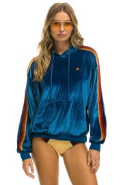 CLASSIC VELVET RELAXED PULLOVER HOODIE - VINTAGE BLUE - Aviator Nation at Aviator Nation