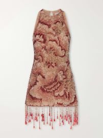 CLIO PEPPIATT Fringed beaded sequin-embellished mini dress at Net a Porter