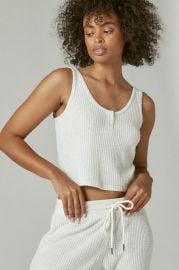 CLOUD JERSEY BRUSHED WAFFLE HENLEY TANK Lucky Brand at Lucky Brand