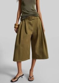 CO Garment Dye Pleated Culotte - Avocado at The Frankie Shop
