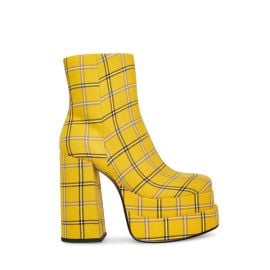 COBRA Yellow Plaid Platform Bootie Women39s Platform Boot Steve Madden at Steve Madden