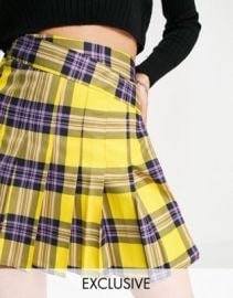 COLLUSION check mini skirt in blue and yellow check at ASOS