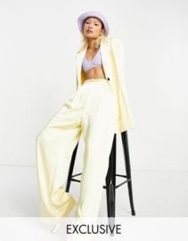 COLLUSION straight leg satin pants in yellow at ASOS