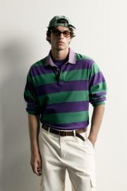 CONTRAST COLLAR STRIPED REGULAR FIT POLO at Zara