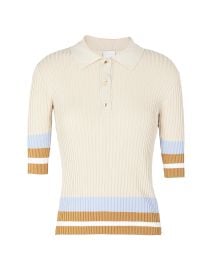 CONTRAST RIB-KNIT S/SLEEVE POLO-NECK SWEATER at Yoox